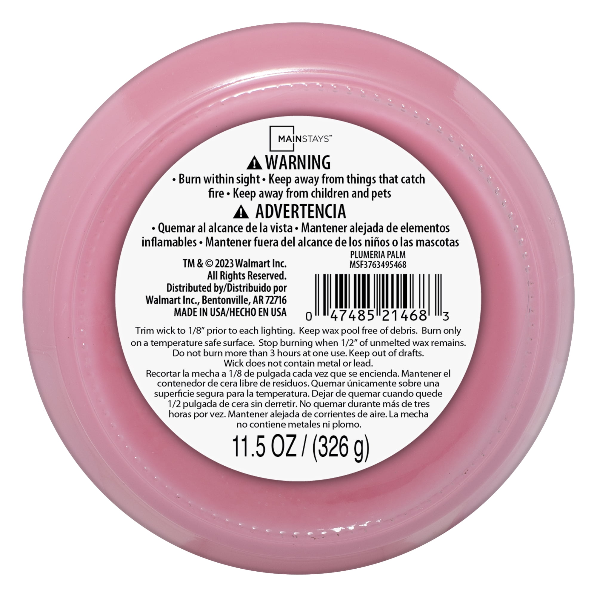 Mainstays Plumeria and Palm Three-Wick Candle, 11.5 oz