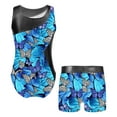 thumbnail image 2 of Ocealan Girls Floral Printed Gymnastics Leotard Shorts 2 Pcs Dance Outfit Tumbling Bodysuits Butterfly Blue 4, 2 of 3