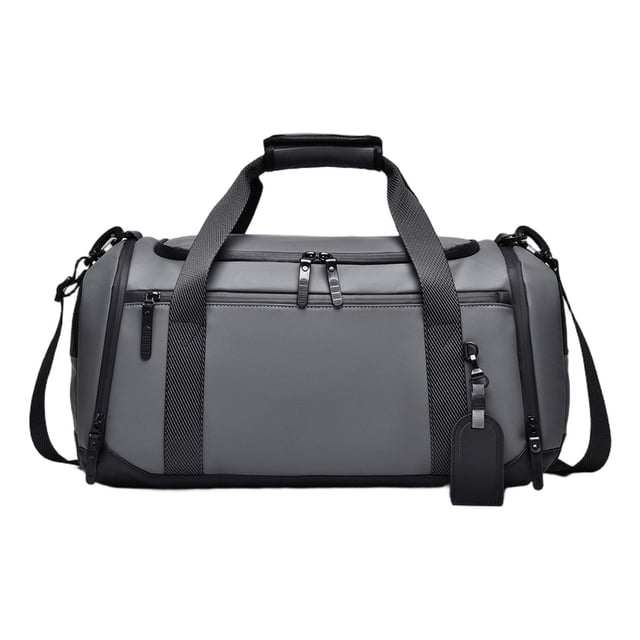 Bolsa de lona resistente para hombre, bolso de hombro, bolso de mano para ropa, para negocios al aire libre, camping Gris