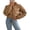 Khaki S, variant on Women's Cotton-Padded Coat Lightweight Solid Color Warm Jacket with Drawstring Hem Stand Collar Zipper Short Padded Coat for Autumn Winter