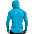 thumbnail image 4 of Dresfit Fishing Shirts for Men Muscle Hooded Sun Shirt 2026 Summer Long Sleeve Workout Hoodies Upf 50+ Sun Protection Outdoor Pullover with Face Mask Blue 3XL, 4 of 9