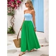 thumbnail image 3 of Vivid Green Strapless Maxi Dress For Women, Casual Elegant Vacation Flowy Skirt, 3 of 8