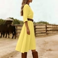 thumbnail image 7 of Odbmxy Cotton Linen Womens Midi Dress Long Sleeve A-Line Fall Dressy Business Dress Women Plain Loose Flowy, 7 of 7