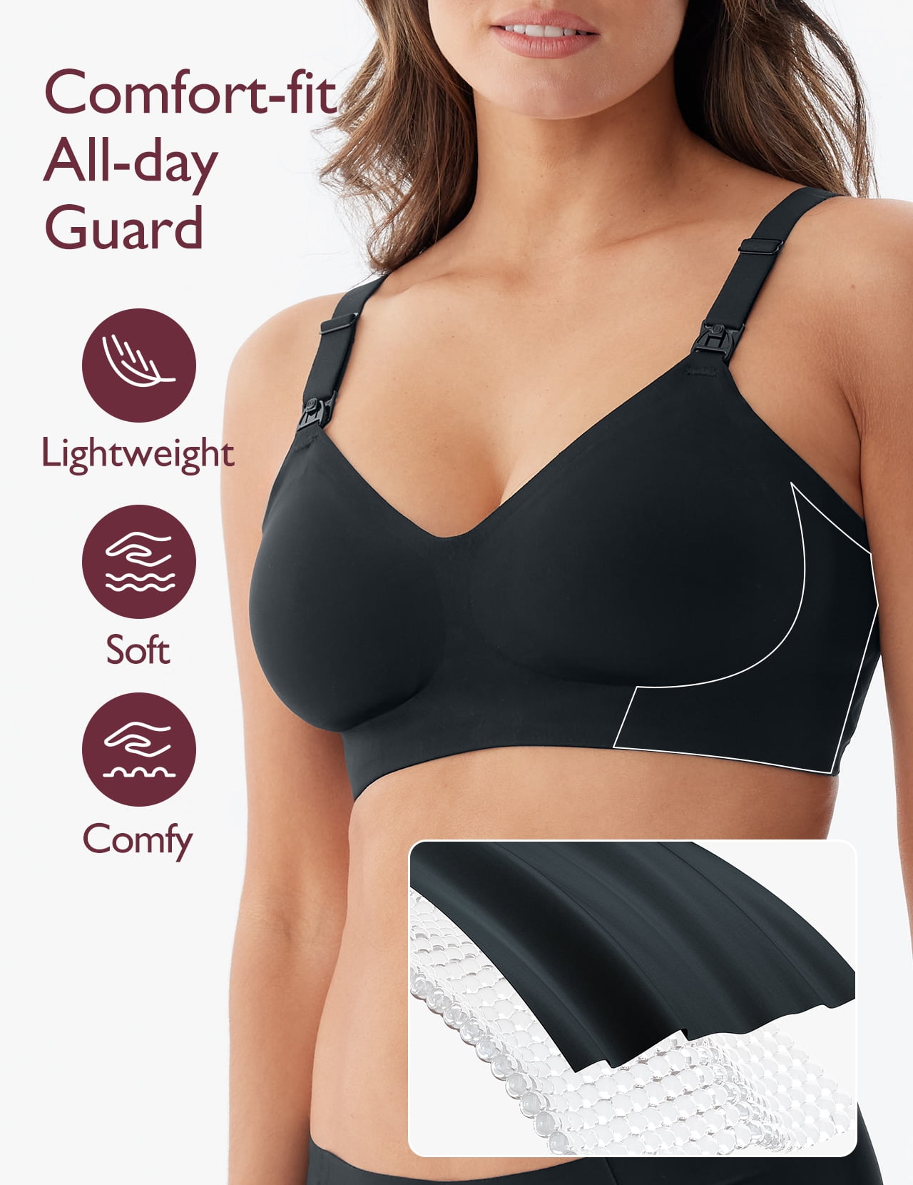Momcozy Women's Maternity Seamless Ultra Comfort Hands-Free Pumping and Nursing Bra, Sizes S-3XL