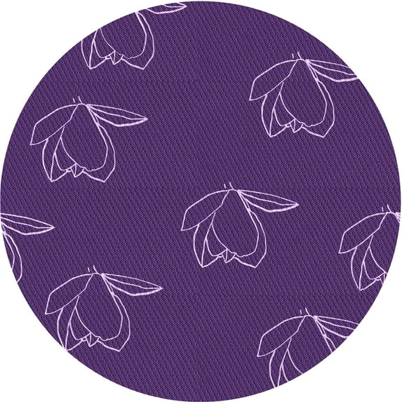 Ahgly Company Machine Washable Indoor Round Transitional Dark Orchid Purple Area Rugs, 7' Round