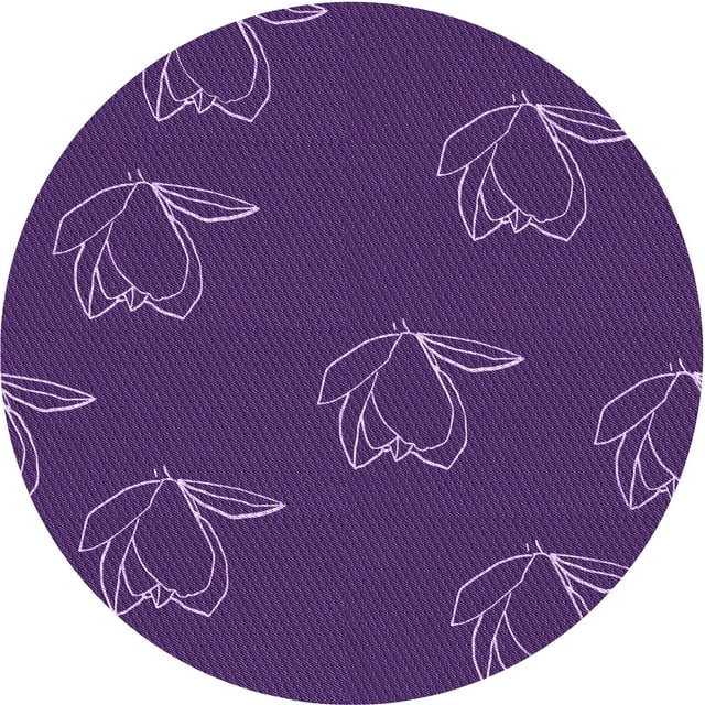 Ahgly Company Tapis Rond Lavable en Machine Intérieur Transitionnel Orchidée Foncée Violet, 6 Pieds Rond