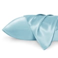 thumbnail image 1 of Funda de almohada de satén para cabello y piel Queen, color azul claro, 1 of 6