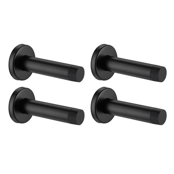 JQK Butée de Porte Noire, Acier Inoxydable 304 Épaissi 1 mm, Antibruit, Pare-Chocs d'Arrêt de Porte, Protège-Mur, Lot de 4, Mat Bla