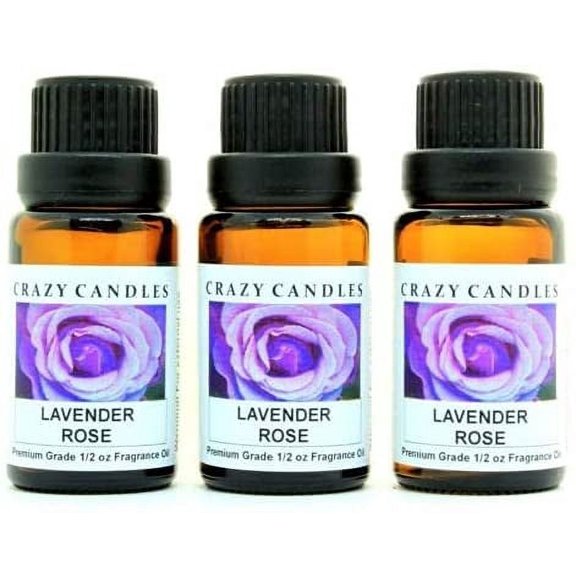 Crazy Candles Lavender Rose 3 Bottles 1/2 FL Oz Each (15ml) Premium Grade Scented Fragrance Oil Made in USA