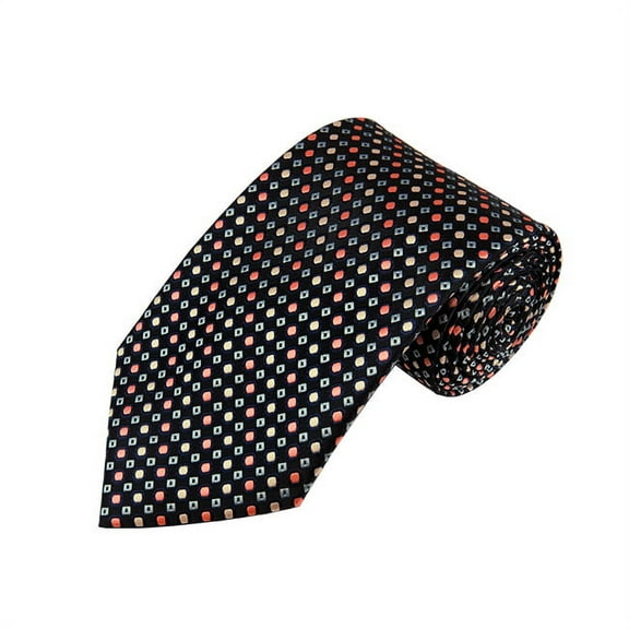 Palm Coral / Peach And Light Steel Blue Dots Geometric X-Long Woven Necktie