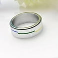 thumbnail image 4 of 8MM Rainbow Stripe Titanium Steel Silver Band Men/Women's Wedding Ring Size 6-11, 4 of 6