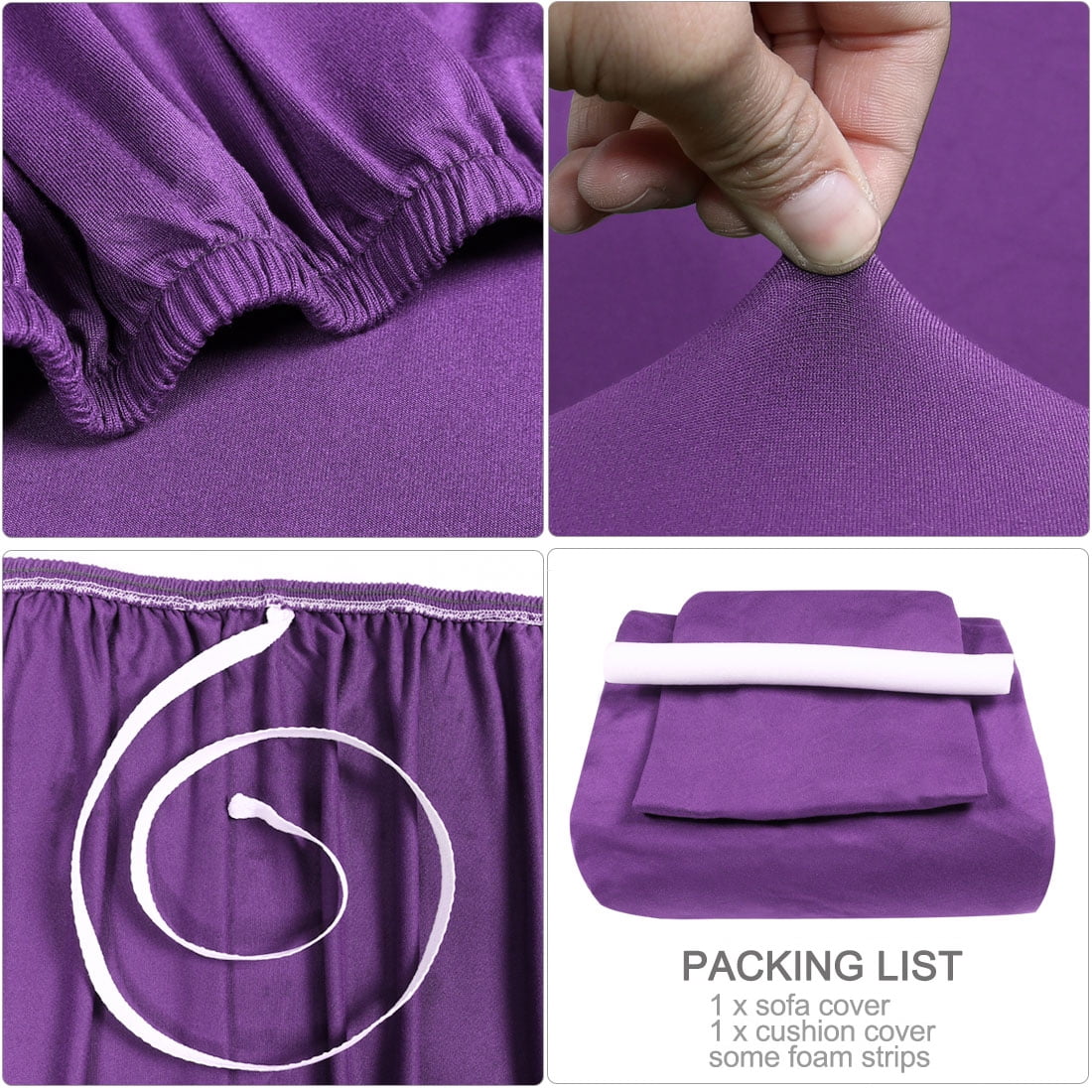 Unique Bargains 1-Piece Modern Solid Stretch XL Sofa Slipcover, Purple