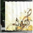 thumbnail image 3 of Ambesonne Music Shower Curtain, Bridal Wedding Floral, 69"Wx75"L, Sepia and Yellow, 3 of 4