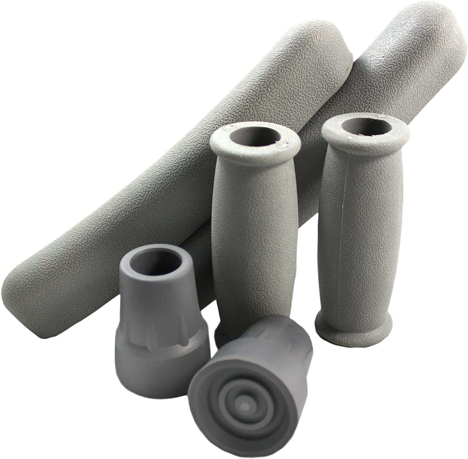 Cornucopia Replacement Crutch Parts Set (6pc Set), Rubber Pads Underarm Cushions, Hand Grips, Feet Caps, Fits Standard Aluminum Crutches