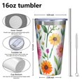 thumbnail image 4 of 16oz Tumblers Floral Pattern Stainless Steel Vacuum Insulated Double Wall Travel Tumbler Cups Mug with Lid and Straw,Cleaning Brush for Coffee,Tea, 4 of 4