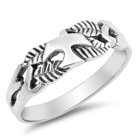 Dove Leaf Oxidized Bird Branch Peace Ring .925 Sterling Silver Band Jewelry Female Male Size 10