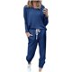thumbnail image 1 of Conjunto de manga larga con bloques de color para mujer: top de cuello redondo y pantalones, estilo informal, cintura elástica, diseño estampado, tallas S-XXXXXL, 1 of 5