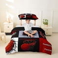 thumbnail image 2 of Castle Fairy Multi-Style Red Basketball Collage Twin Duvet Cover, Sports Silhouette Design Twin Bedding, Red Black White,Black Reversible,2pcs,1 Duvet Cover and 1 Pillowcase, 2 of 6