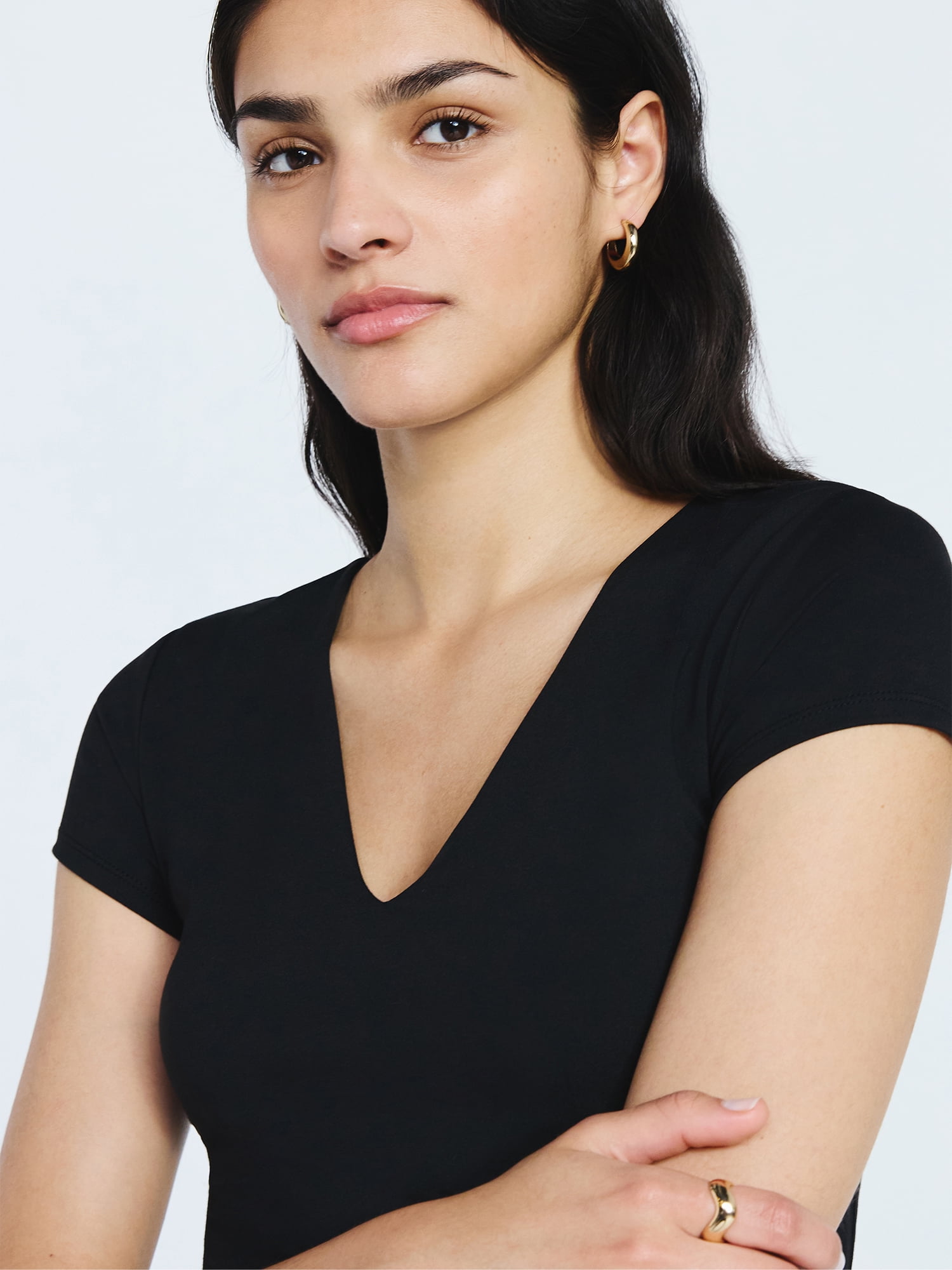 Scoop Women's and Women's Plus Ultimate Refined Contour V Neck Tee, Sizes XS-4X
