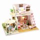 thumbnail image 1 of Casa de muñecas Casa de muñecas en miniatura DIY Kit de casa de muñecas de madera con muebles con luz LED Música Loft rosa Tomshoo Casa de muñecas, 1 of 7