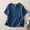 Blue, variant on QUNYINEY Short Sleeve Tee Shirts Womens Linen Yellow Casual Tops Ruffle Hem Pullover Crew Neck Loose Classic T-Shirt