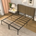 Nefoso 14Inch Queen Upholstered Bed Frame, Brown, No Box Spring Needed