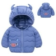 thumbnail image 2 of CUZIBR Toddler Boys Girls Winter Coats Cartoon Cow Hooded Jacket Thicken Windproof Warm Outwear Leisure Dailywear For Child, 2 of 7