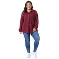 thumbnail image 3 of DARING DIVA Plus Size Waffle Knit Shirt Long Sleeve Button Down Jacket 4X Burgundy, 3 of 6