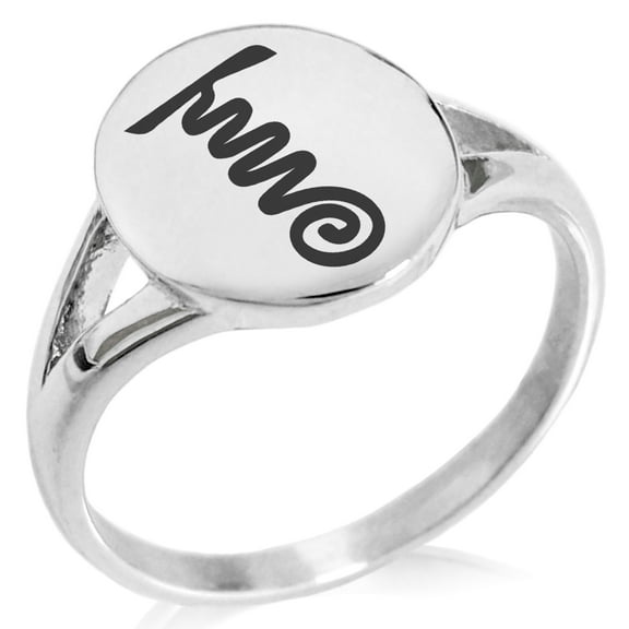 Stainless Steel Reiki Tibetan Fire Serpent Chakra Minimalist Oval Top Polished Statement Signet Ring