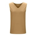 thumbnail image 6 of HomeDM Womens Sleeveless Tank Tops, Summer V Neck Solid Color Camisole Casual Basic Shirts - Khaki/L, 6 of 9