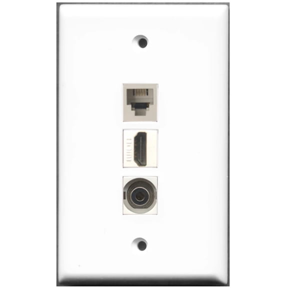 Ultra Spec Cables 1 Port HDMI Phone 3.5mm Wall Plate w/Female/Female Jacks