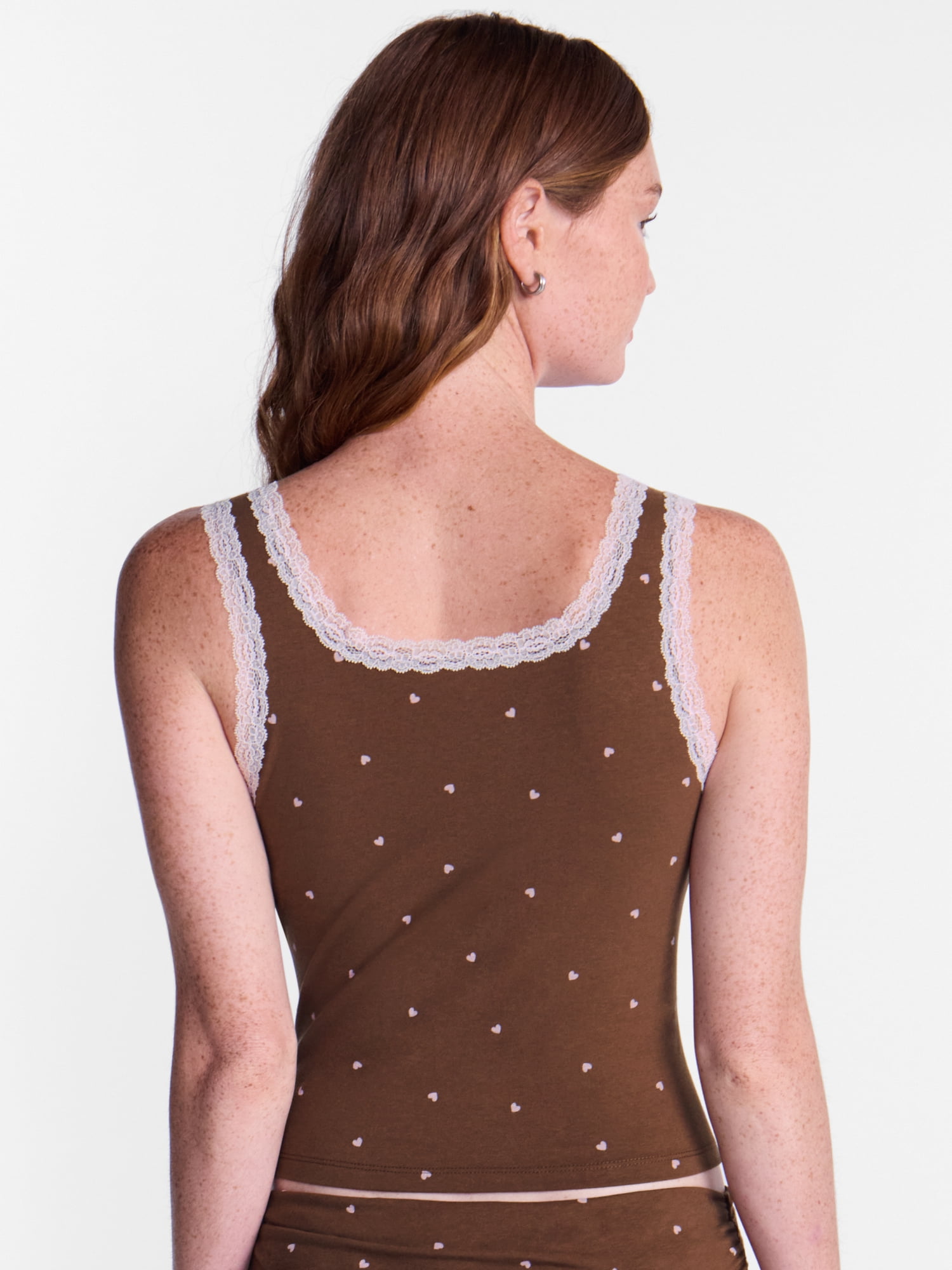 No Boundaries Cotton Blend Jersey Sleep Lace Tank Top, Women’s XXS-3X