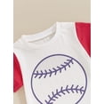 thumbnail image 4 of Suealasg Toddler Boys Baseball Clothes 6M 1T 2T 3T Baby Boy 2Pcs Summer Casual Outfits Short Sleeve Baseball Print T-shirt Tops + Elastic Shorts Set, 4 of 7