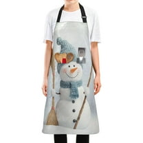 WOBOGO Smiling Snowman Long Apron Waterdrop Resistant with 2 Pockets Cooking Kitchen Chef Apron for Women Men