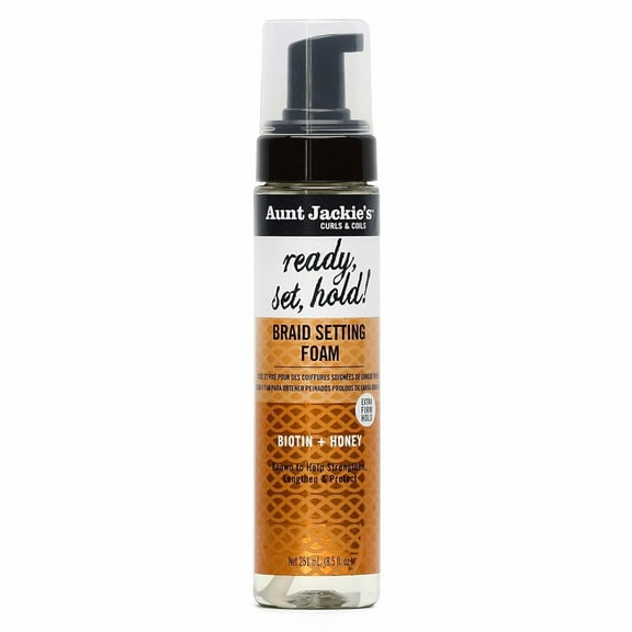 Aunt Jackie's Curls & Coils Braid   Twist Collection Ready, Set, Hold Braid Setting Foam with Extra Firm Hold, 8.5 fl oz C29