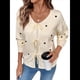thumbnail image 2 of Suéter Tipo Cárdigan con Lazo en la Parte Delantera y Estampado de Corazones para Mujer, Prenda Exterior de Punto de Larga. Albaricoque L, 2 of 10