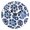 Black, variant on Indigo Print on White Round Wall Clock Silent Battery Operated Home Decor for Living Room Bedroom