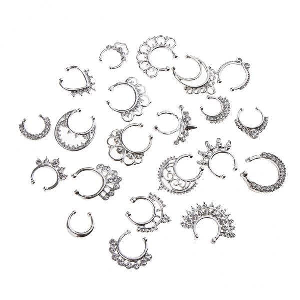 Clip Tabique Falso Yuyangstore Imitación 21 Piezas Plata 19x17 m Anillo de tabique nasal