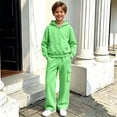 thumbnail image 4 of Xyant Boys Girls Athletic Sweatsuit 2 Pieces Full Zip Hoodie Wide Leg Pants Tracksuit Fall Winter Back to School Clothes,Size 11-12 Years, 4 of 7
