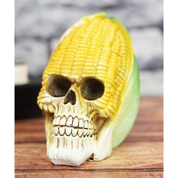 Ebros Vegetable Produce Maize Corn Skull Statue 6.25" Long Resin Figurine