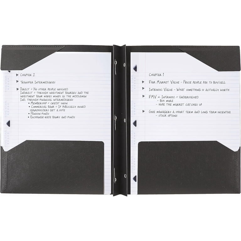 Five Star 2-Pocket Stay-Put Plastic Folder, Black (72113
