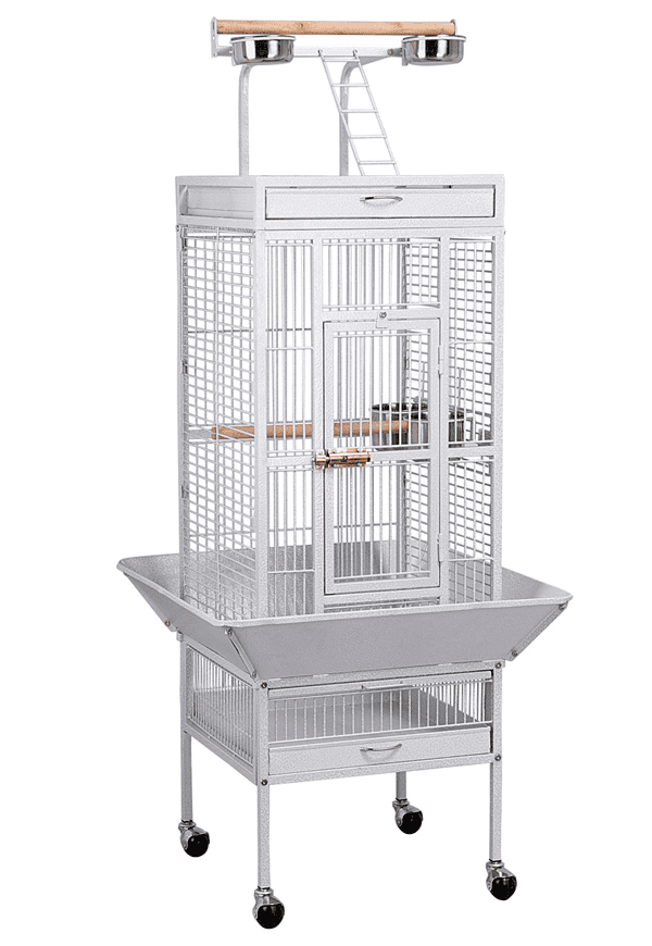 white budgie cage