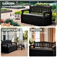 thumbnail image 4 of Flamaker 80 Gallon Storage Bench Outdoor Indoor, Durable All-Weather Seating with Hidden Storage, Lockable Deck Box for Garden, Patio, Poolside (Black), 4 of 14