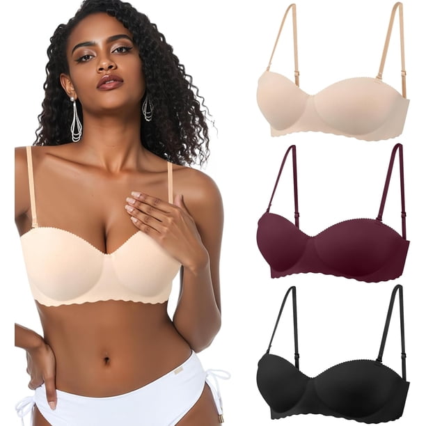 Yanlin 3PCS Brasier Mujer, Brasieres Push Up Mujer, Sujetr Cómodo sin Aros, Sujetr de Uso Diario con Tirantes Extraíbles, Brasier Tipo Camiseta sin Costuras