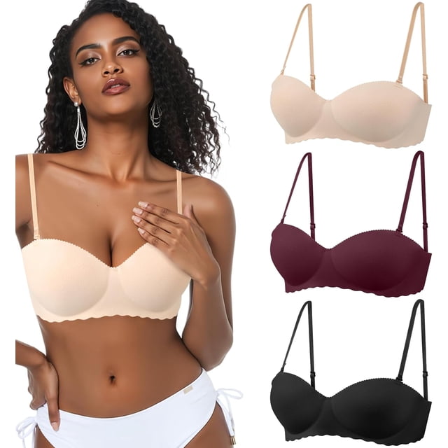 Yanlin 3PCS Brasier Mujer, Brasieres Push Up Mujer, Sujetr Cómodo sin Aros, Sujetr de Uso Diario con Tirantes Extraíbles, Brasier Tipo Camiseta sin Costuras