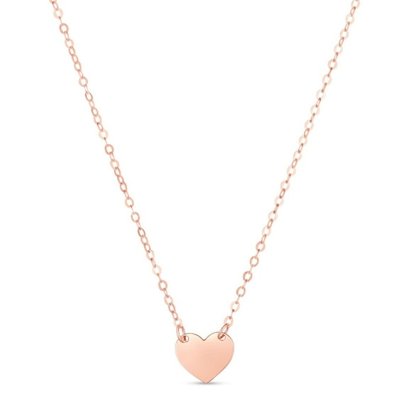 JewelStop 14K Rose Gold Polished Finish Mini Heart Pendant Necklace with Spring Ring Clasp - 18"