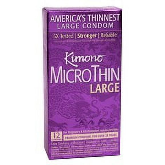 Kimono Micro Thin Large Lubricated Latex Condoms - 12 ct