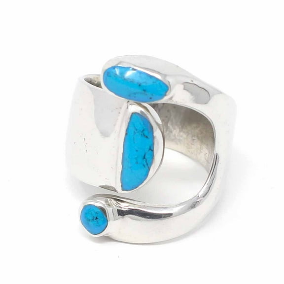 Alpaca Silver Wrap Ring Turquoise Size 8