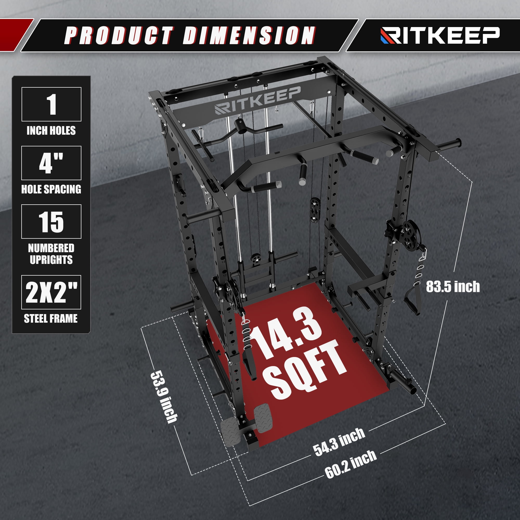 RitKeep M10 Power Cage for Home Strength Training, Workout Cable Machine