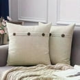 thumbnail image 2 of 2 Pack 16x16 Inch Beige Linen Blend Throw Pillow Covers - Vintage Farmhouse Chic Zipper Closure Decorative Cushion Cases for Couch Sofa Bed - Contempo, 2 of 5